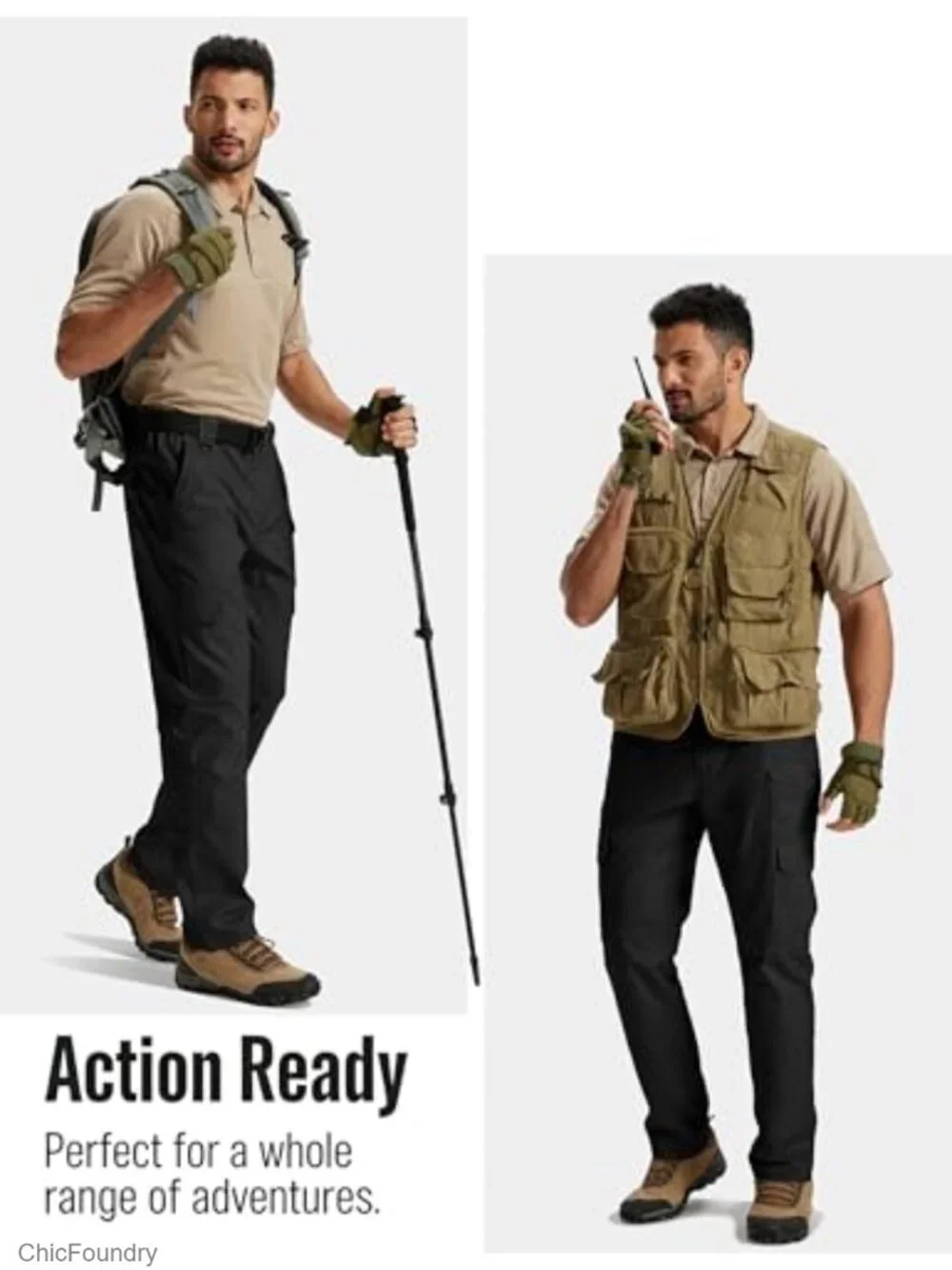 Men's Tactical Cargo Pants Ripstop Waterproof 8 Pockets Lightweight Stretch